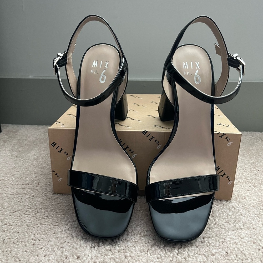 Mix No. 6 Glossy Black Platform Sundra Sandals